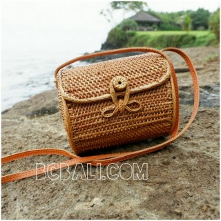 ata grass rattan cylinder design full handmade hand woven bag purses 